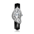 Temporal Distortion silver surrealist asymmetrical watch front view