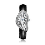 Temporal Distortion silver surrealist asymmetrical watch front view