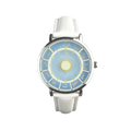 Astral Mythos white strap zodiac watch with Sun and Moon dial front view