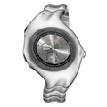 Chrono Flux silver Y2K futuristic analog watch front view