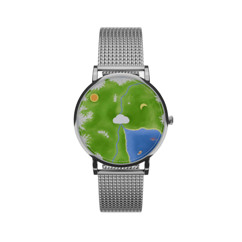 Nature's Orbit green Earth dial watch full front view