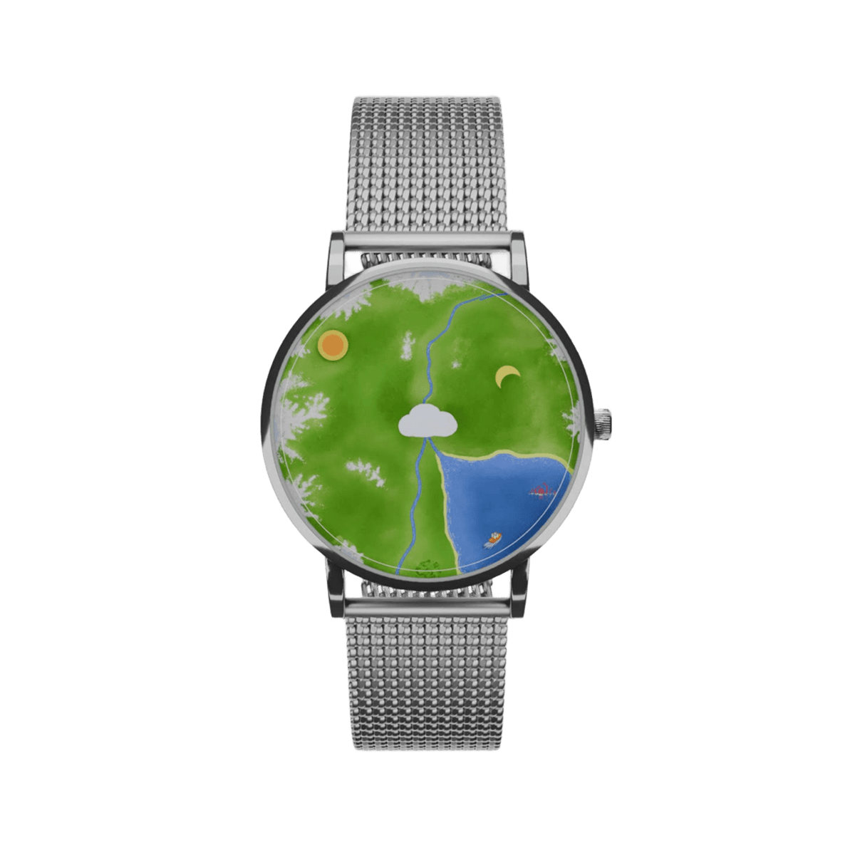 Nature's Orbit green Earth dial watch full front view