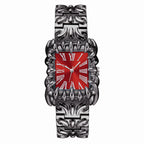 Abyss Grip red dial gothic skeleton claw watch front view