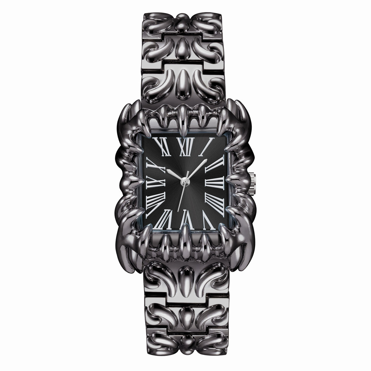Abyss Grip gothic skeleton claw watch case back view
