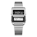 Binary Deck silver dual-screen LCD watch front view