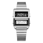 Binary Deck silver dual-screen LCD watch front view
