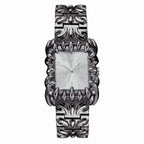 Abyss Grip silver dial gothic skeleton claw watch front view