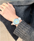 Astral Mythos white strap watch worn on the wrist