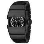 Exoskeleton Link matte black Y2K futuristic analog watch front view