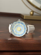Astral Mythos zodiac watch displayed on a wooden surface