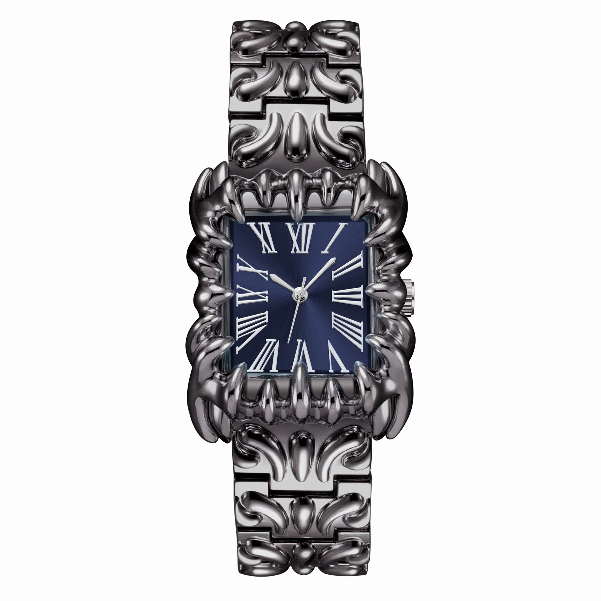Abyss Grip purple dial gothic skeleton claw watch front view