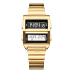 Binary Deck gold dual-screen LCD watch front view