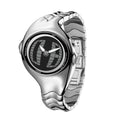 Morph Drift black dial Y2K animated seconds watch, front three-quarter view