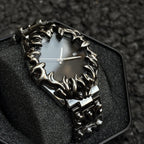 Abyssal Vine black dial gothic sculpted metal watch presented in box