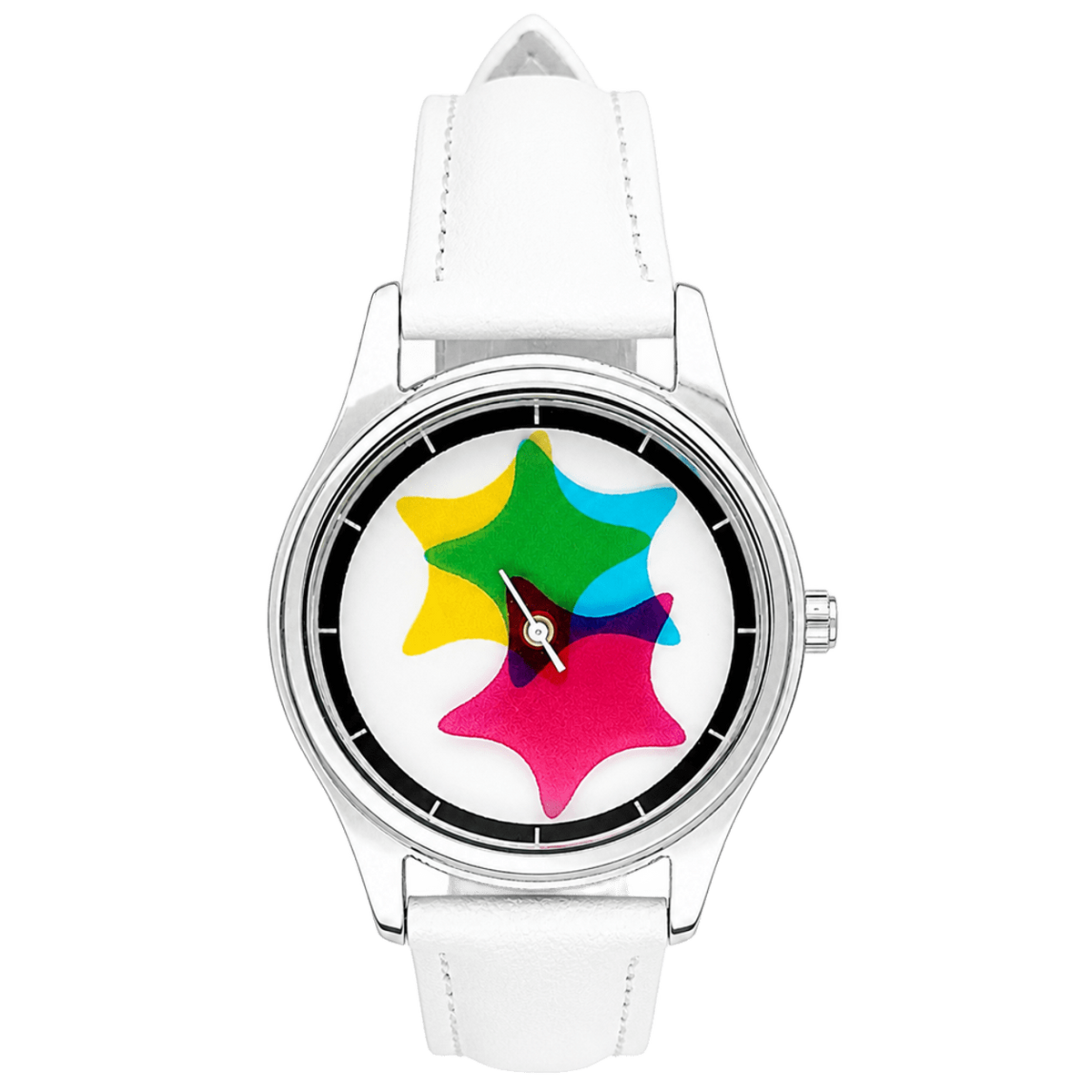 Chroma Morph CMY color-blending star watch front view