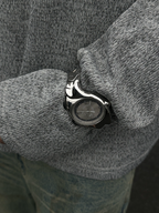Chrono Flux silver Y2K futuristic analog watch side profile detail