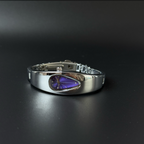 Mercury Drop purple dial Y2K futuristic waterdrop watch angled view