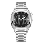 Pulse Matrix black dial Y2K animated seconds watch front view