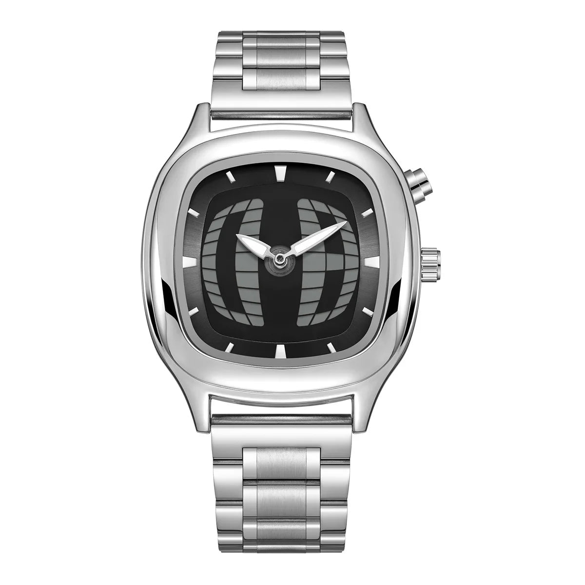 Pulse Matrix black dial Y2K animated seconds watch front view