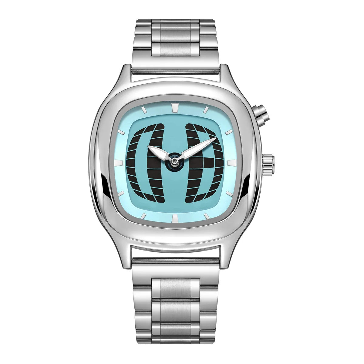 Pulse Matrix blue dial Y2K animated seconds watch front view