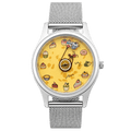 Sugar Heist hand-painted watch with ant pulling a dessert car on yellow dial
