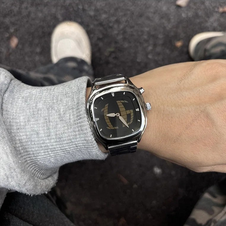 Pulse Matrix black dial Y2K animated seconds watch worn on wrist