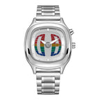 Pulse Matrix rainbow dial Y2K animated seconds watch front view