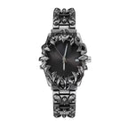 Abyssal Vine black dial gothic sculpted metal watch front view