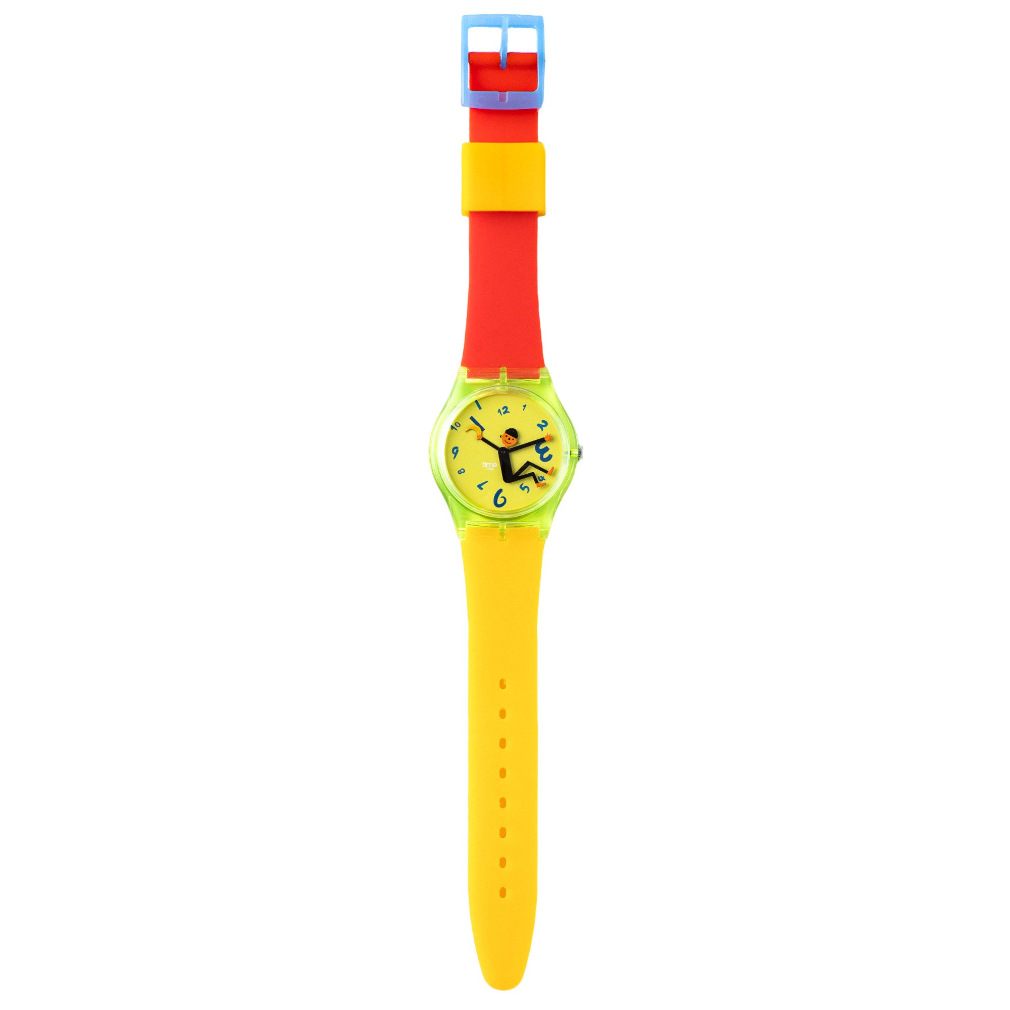 Time Thief Red Sun watch with red and yellow color block strap