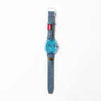 Pool Party aqua blue watch with blue denim strap