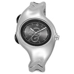 Chrono Flux black Y2K futuristic analog watch front view