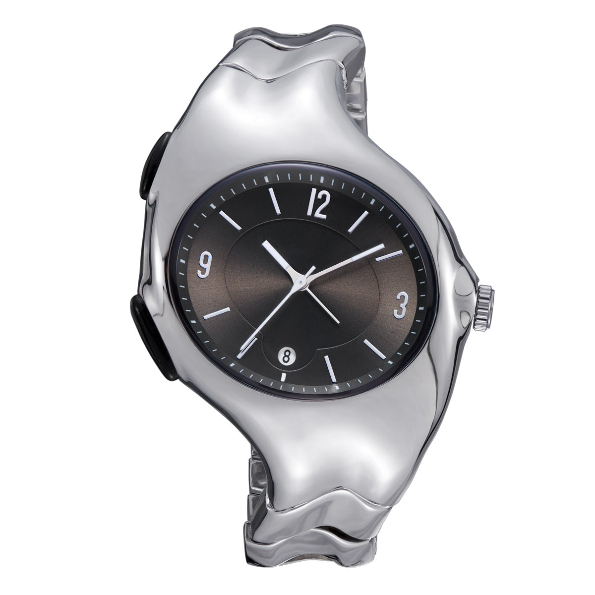 Chrome Ripple black liquid-metal Y2K analog watch