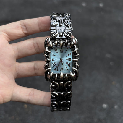 Abyss Grip blu quadrante gothic scheletro claw orologio palmare angolo alternativo