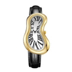 Fluid Mirage gold surrealist melted silhouette watch front view