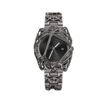 Void Lattice black dial cyberpunk metal cage watch front view