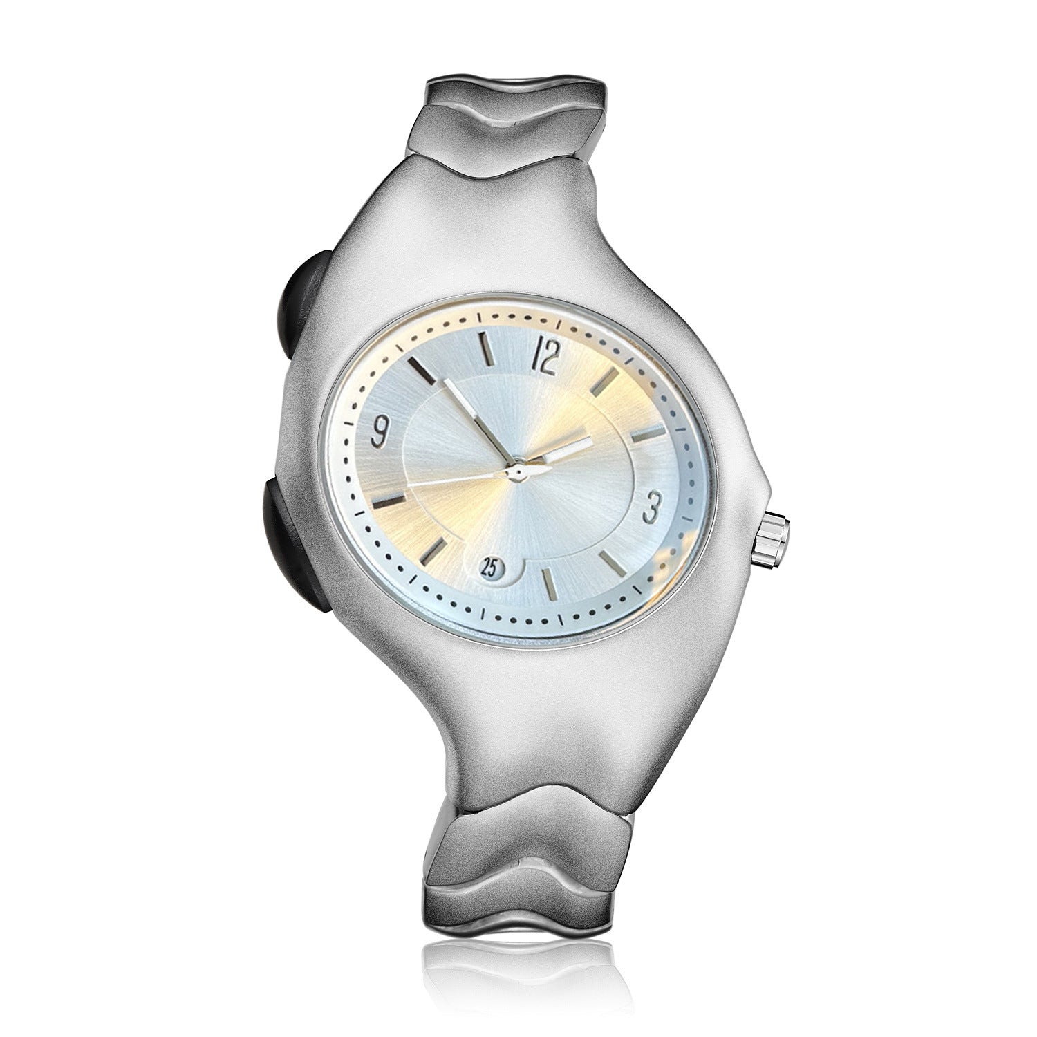 Chrome Ripple silver liquid-metal Y2K analog watch