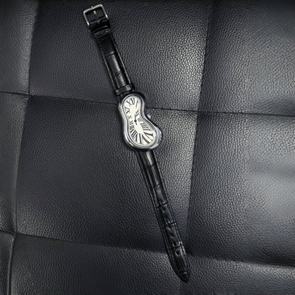 Fluid Mirage argent surréaliste montre de silhouette fondue